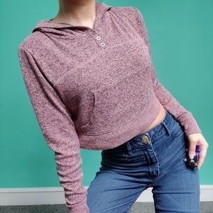 Urban Outfitters Out from Under Pink & Black Speckles Cropped Hoodie